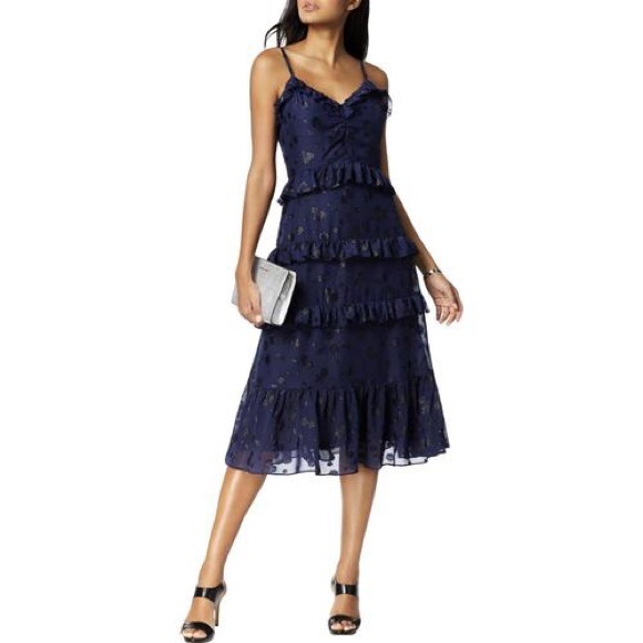 MICHAEL KORS SPRING 2019 NAVY BLUE FLORAL DRESS - Picture 3 of 4